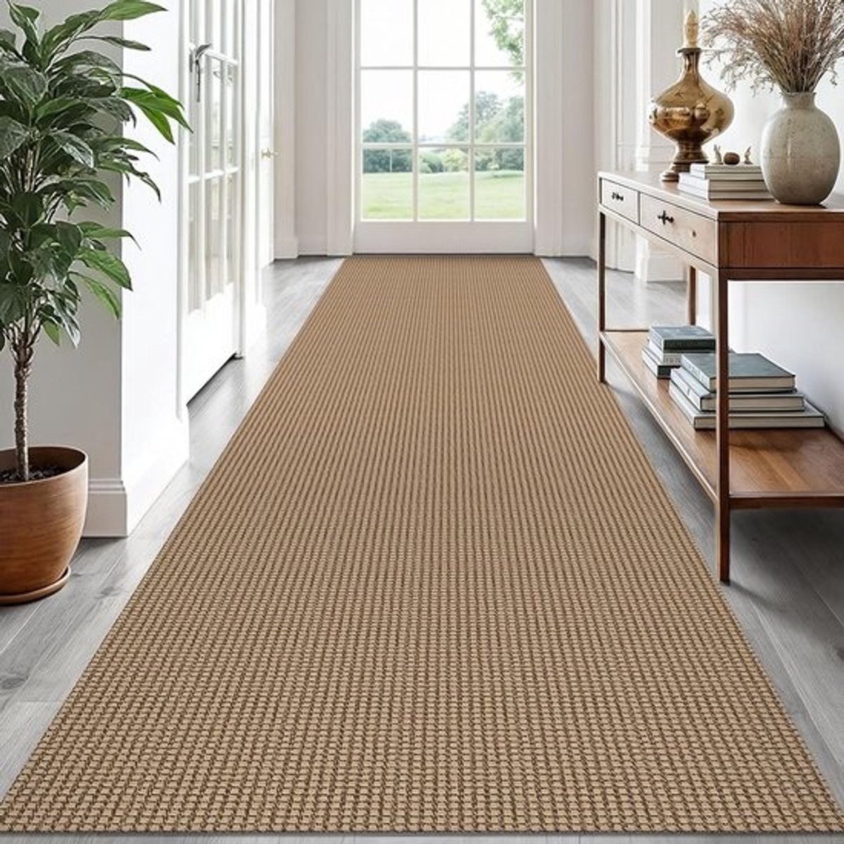 Wasbare Loper Gang Antislip 3x14 - Geweven Keukentapijt Binnen en Buiten - Oranje/Bruin