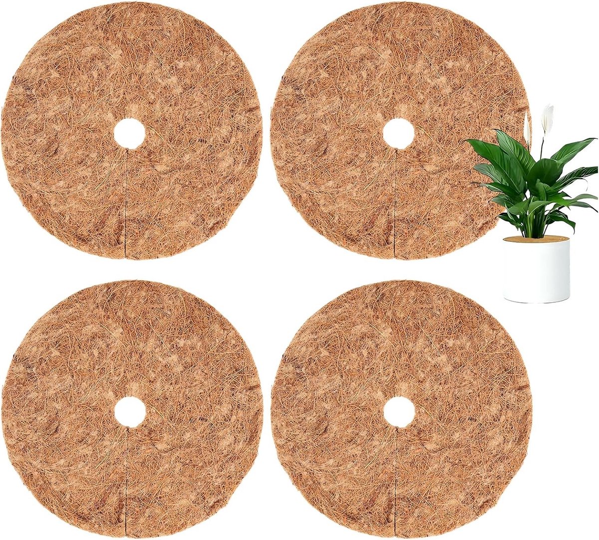 Set van 4 Kokosmatten voor Planten, 20 cm, Bescherming tegen Vorst en Vocht, Ideaal voor Wintergebruik en Plantverzorging