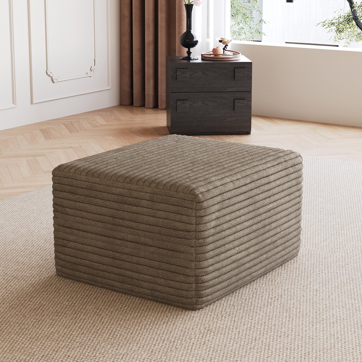 VVBV Hocker 65x60x38 cm - Geen Montage Nodig, Modulair Ontwerp - Camel, Stof