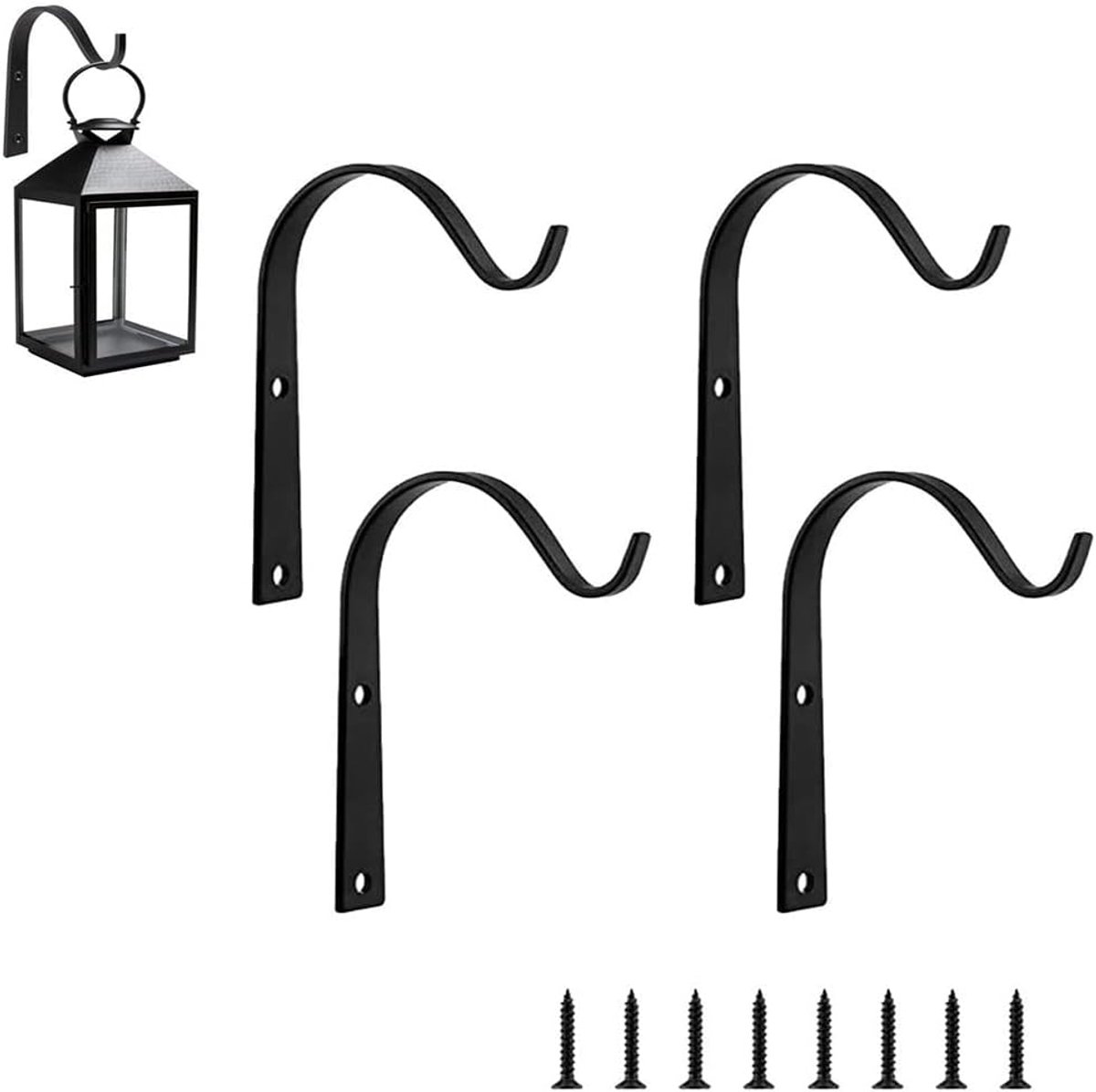 4 Stuks Zwarte Plantenhaken - Metalen Ophanghaken Voor Plantenpotten, Hangmanden, Bloembakken En Tuindecoratie