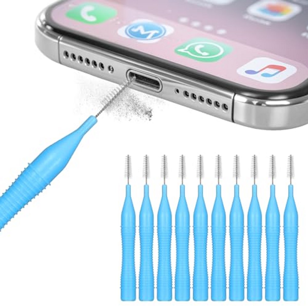10-delige reinigingsset voor telefoons: miniborstels en tools voor stofverwijdering bij luidsprekers, ontvangers en oplaadpoorten – multifunctionele reiniger