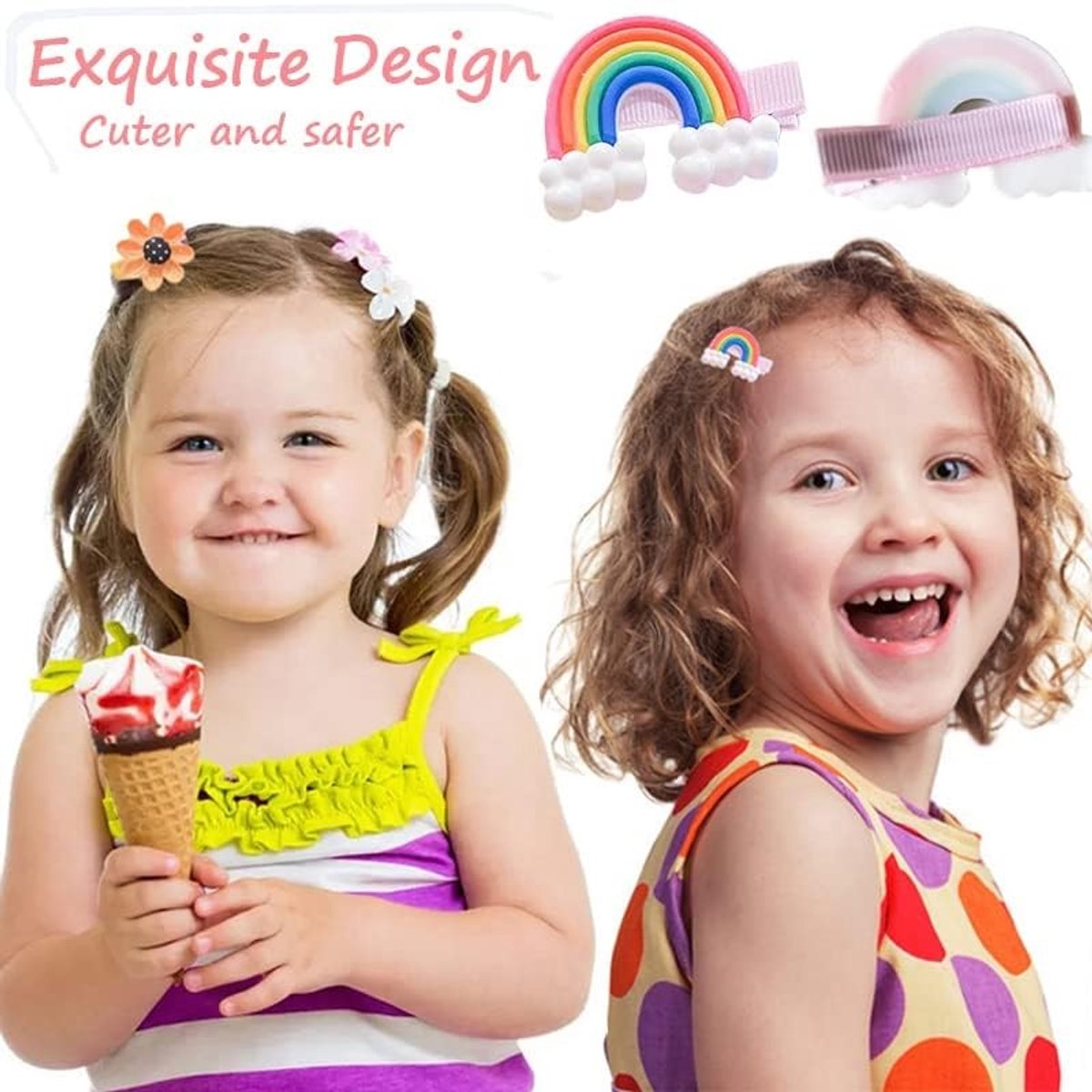 28-delige Set Schattige Haarclips voor Meisjes met Bloemen, Fruit en Dieren - Kleurige Haaraccessoires voor Kinderen, Niet-Slip Metalen Snap Studs