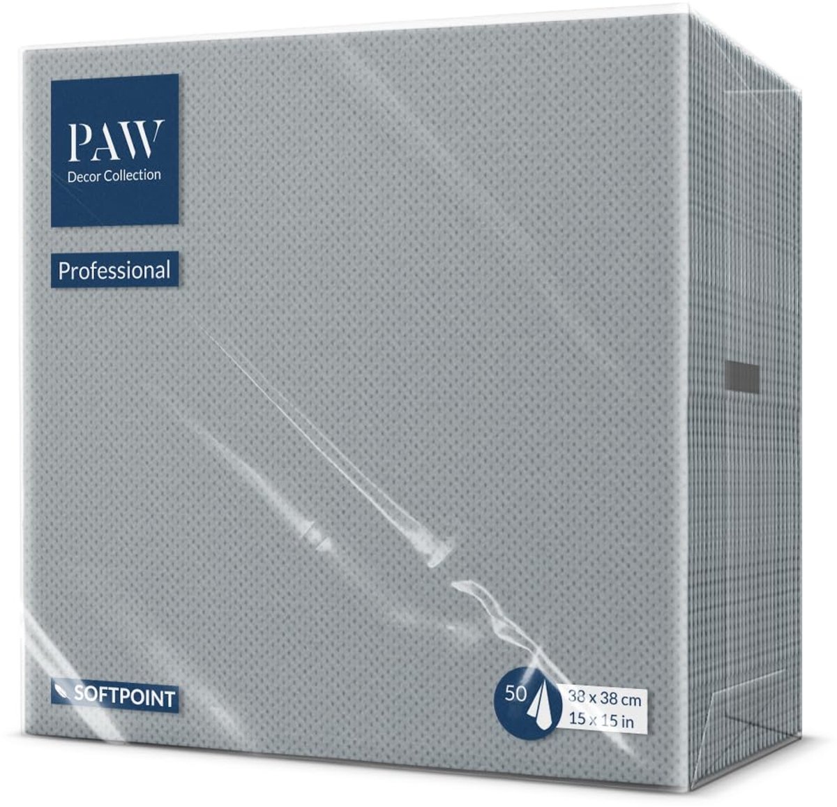 PAW Servetten 38 x 38 cm, 50 stuks Soft Point - Grijs - ShopVlot