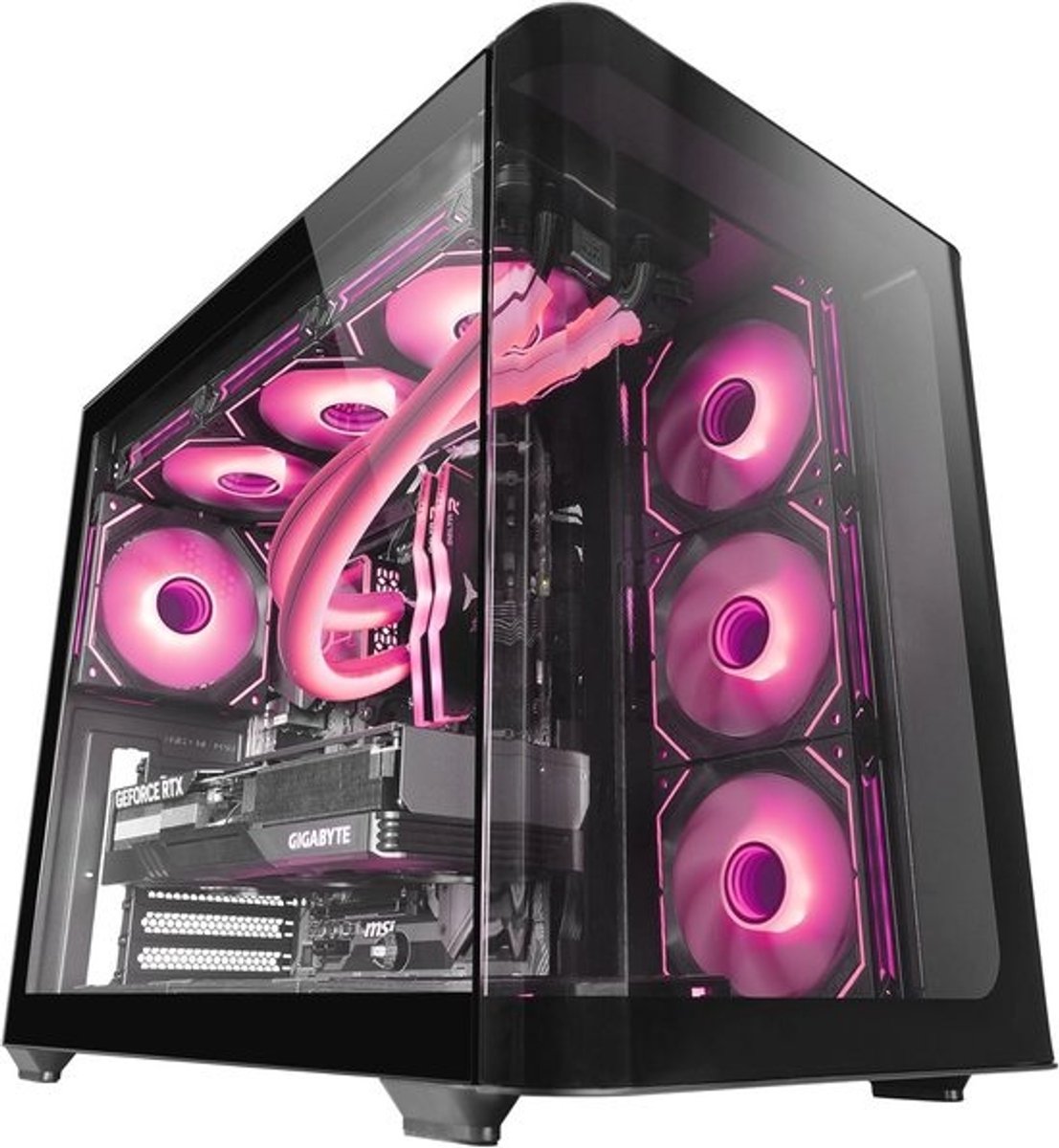 Gaming ATX-Case met Volledig Zijraam en Gehard Glas, Semi-Tower met Dubbele Kamer