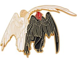 GUOYOU Good Omens Broche, accessoires voor kleding pin, engel en demonen metalen badge badge speld, Good Omens speld voor dames meisjes kostuum accessoires, cadeau, decoratie, 47 x 65 mm, Metaal