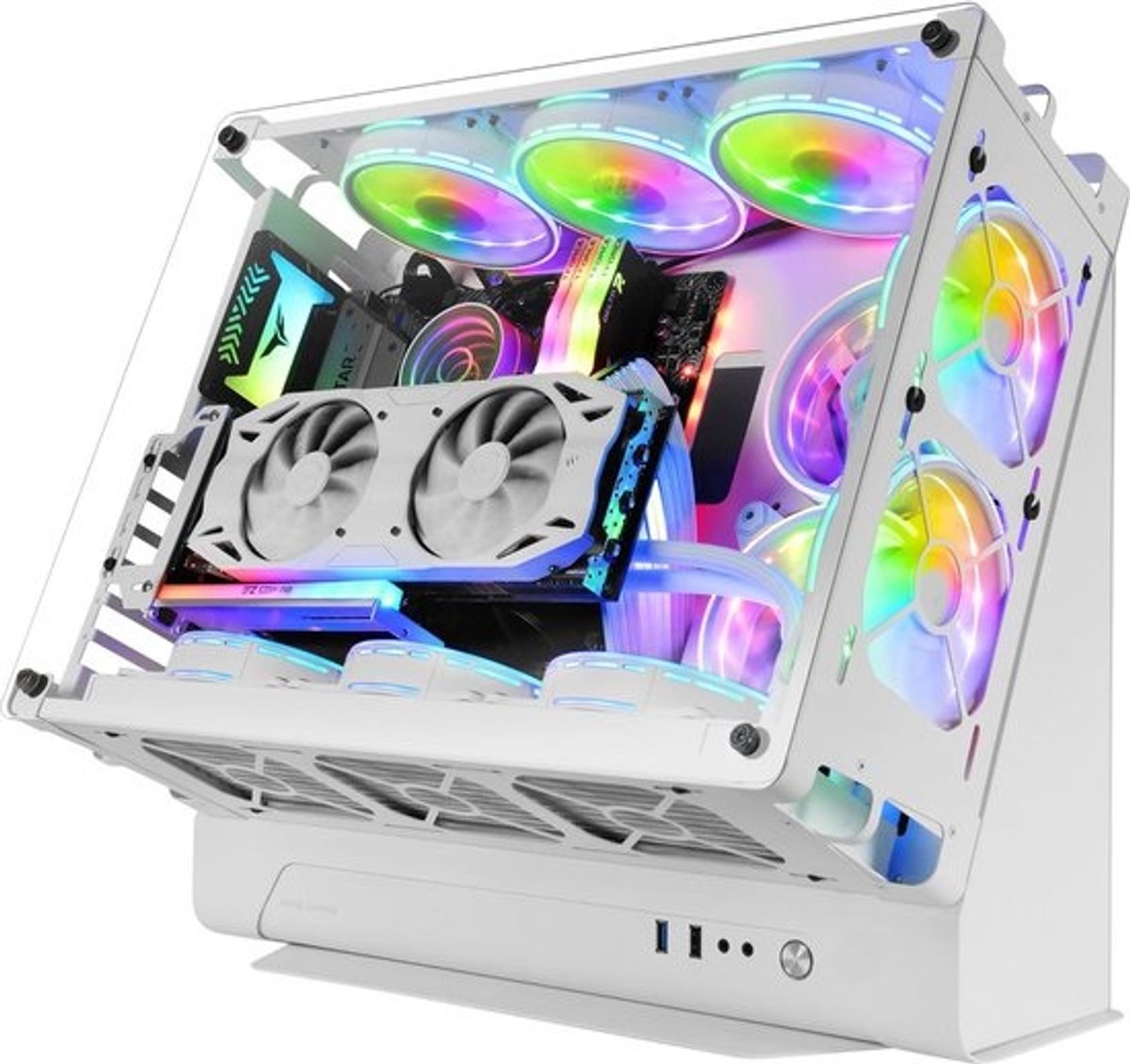 Computer Behuizing - PC Kast - Gaming Setup - Modulaire Tweekamerstructuur - XL Capaciteit - Wit
