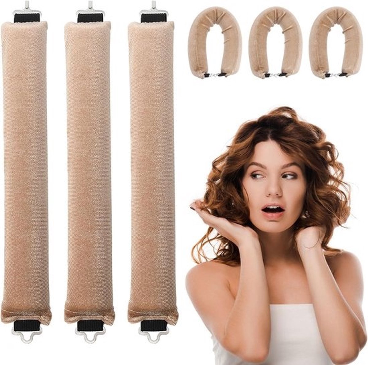 Krultangen zonder hitte - 3 stuks voor grote krullen en golvende styling