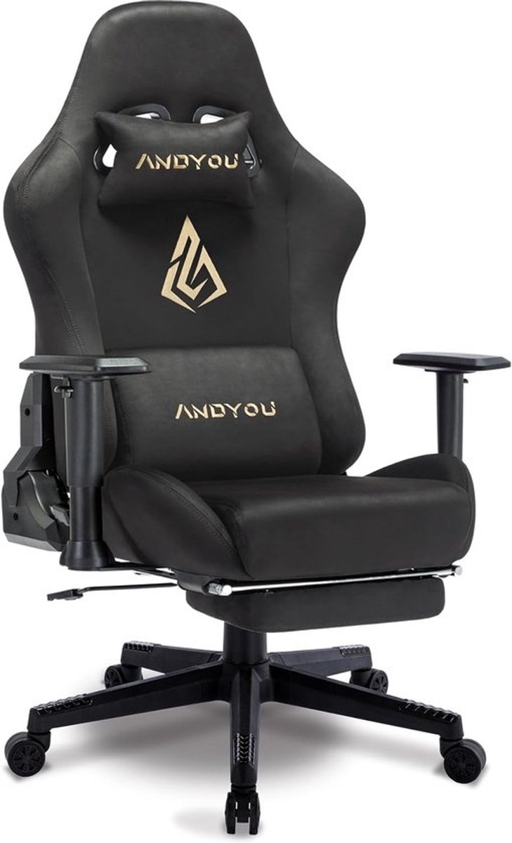 Gamingstoel - Computerstoel - Langdurig Gamen - Verstelbare Voetsteun - 54x40x126 CM - Zwart