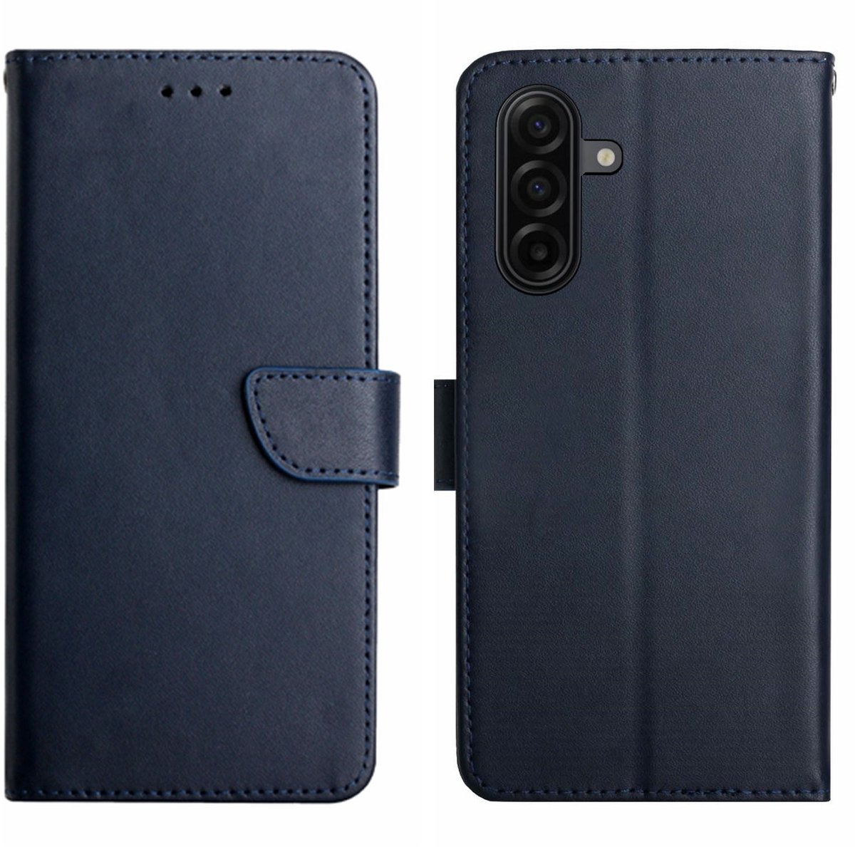 Coverup Hoesje - Geschikt voor Samsung Galaxy S26 FE Hoesje - Coverup Genuine Leather Book Case - Echt Leder - Blauw
