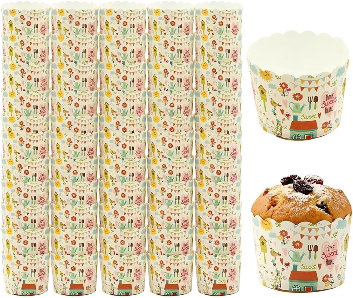 Papieren muffinvormpjes voor cupcakes en gebak, ideaal voor verjaardagen en evenementen, 50 stuks
