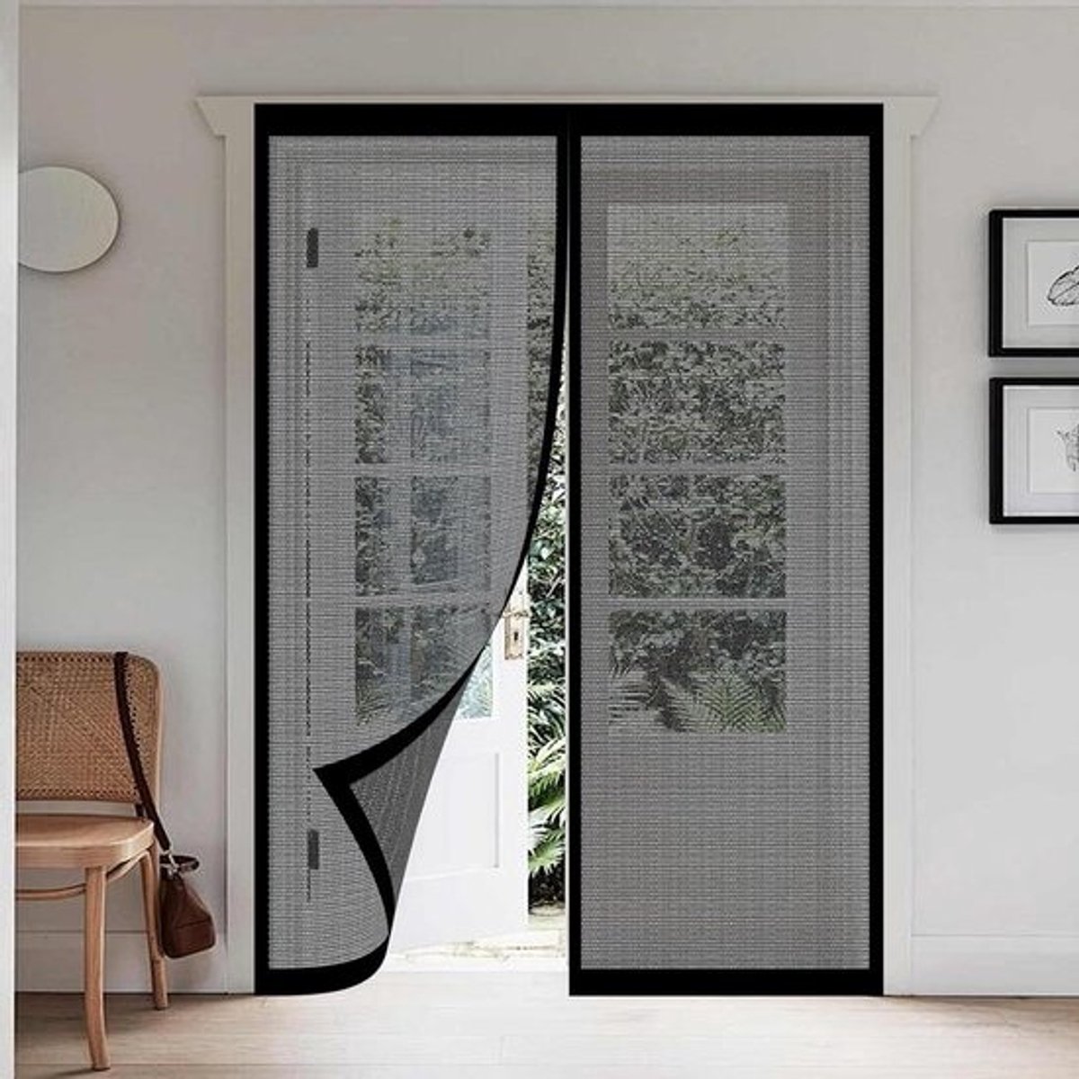 Magnetische Hordeur - Vliegengordijn Hor - Insecten Buiten Houden - Boorvrije Bevestiging - 93x204 cm - Zwart