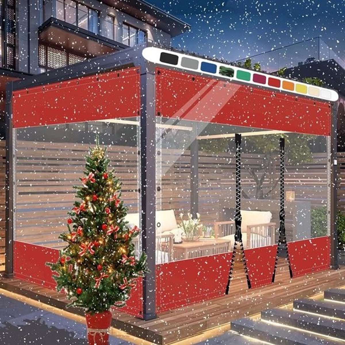 Tuinpaviljoenzeil - Afschermgordijn Buiten - Terras Afschermen - Waterdicht PVC - 15x3m - Rood