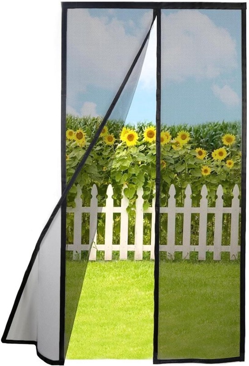 Magnetisch Vliegengordijn - Horren Deur Insectenhor - Buiten Deuren Sluiten - Versterkt Polyester Gaas - 70 x 85 cm - Zwart