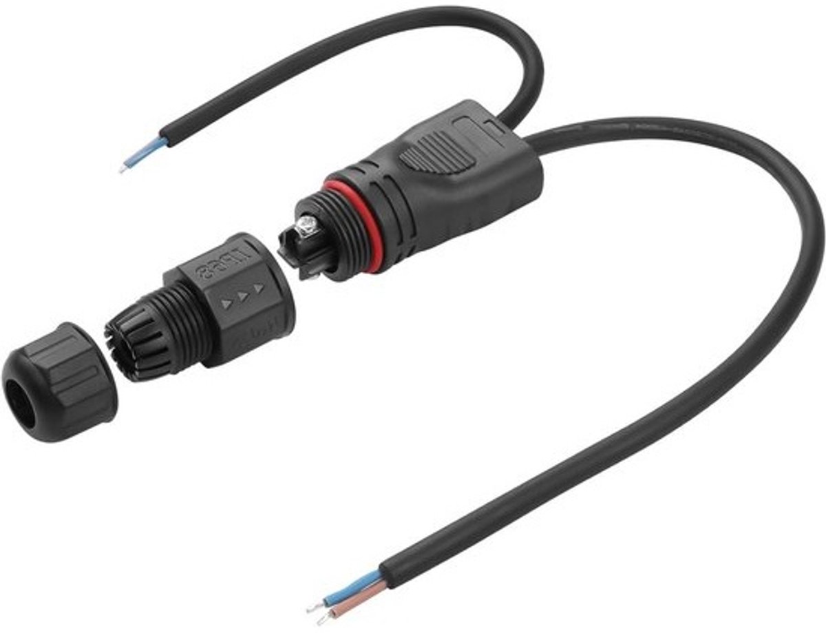 Waterdichte Verlengkabel - M20 Kabel - Buiten Elektriciteit - IP68 Waterdicht - 38 cm - Zwart