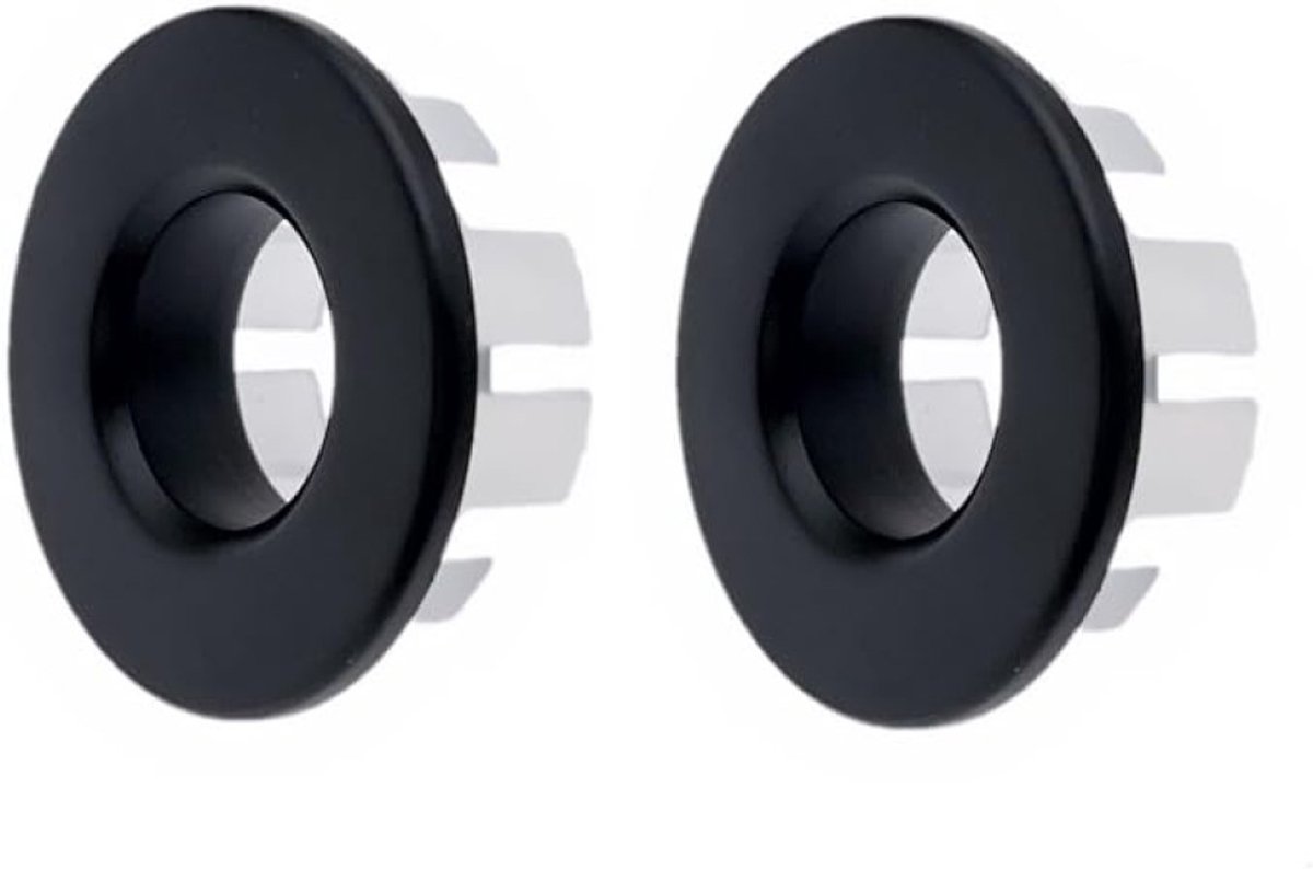 Matzwarte overloopring voor wastafel – koperen afwerking, 30 mm