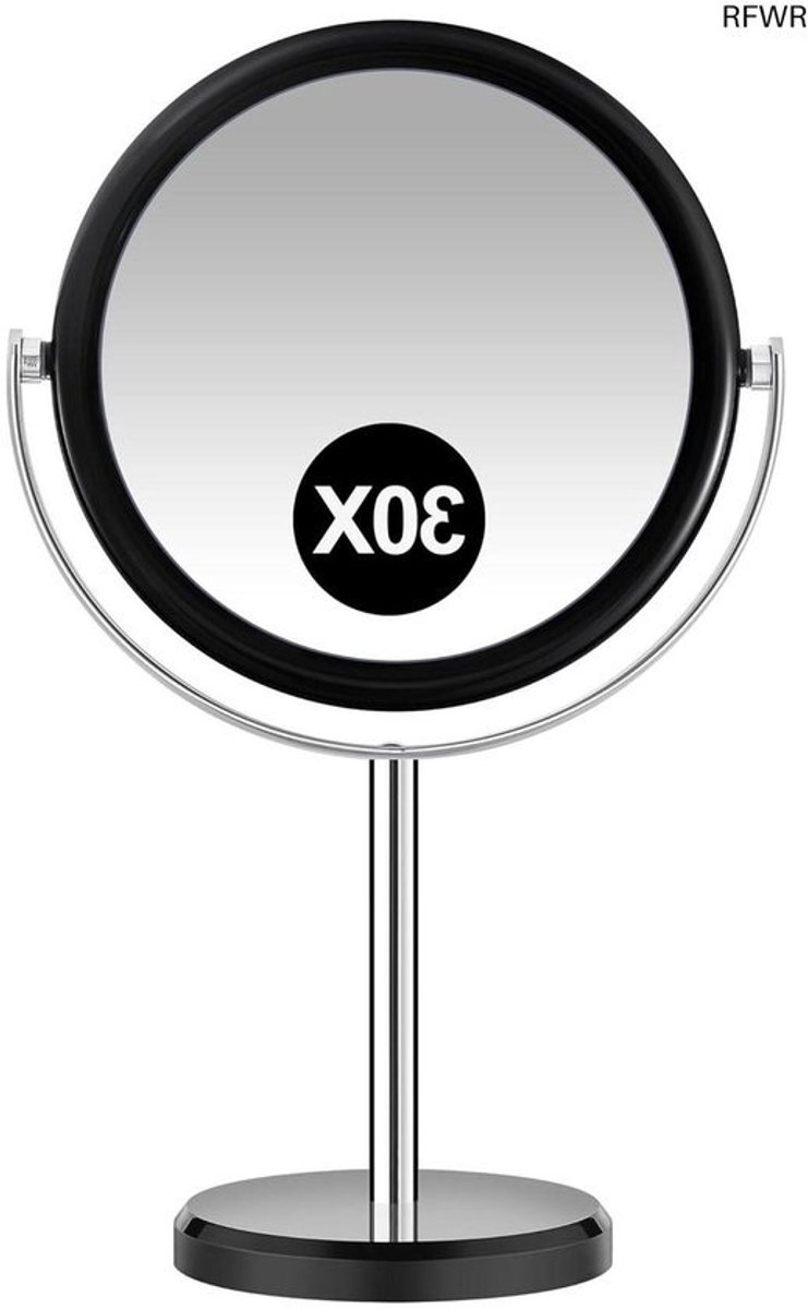 RFWR® Dubbelzijdige 30x Vergrotingsspiegel met 360° Rotatie – Tafel- en Cosmeticaspiegel voor Badkamer en Slaapkamer