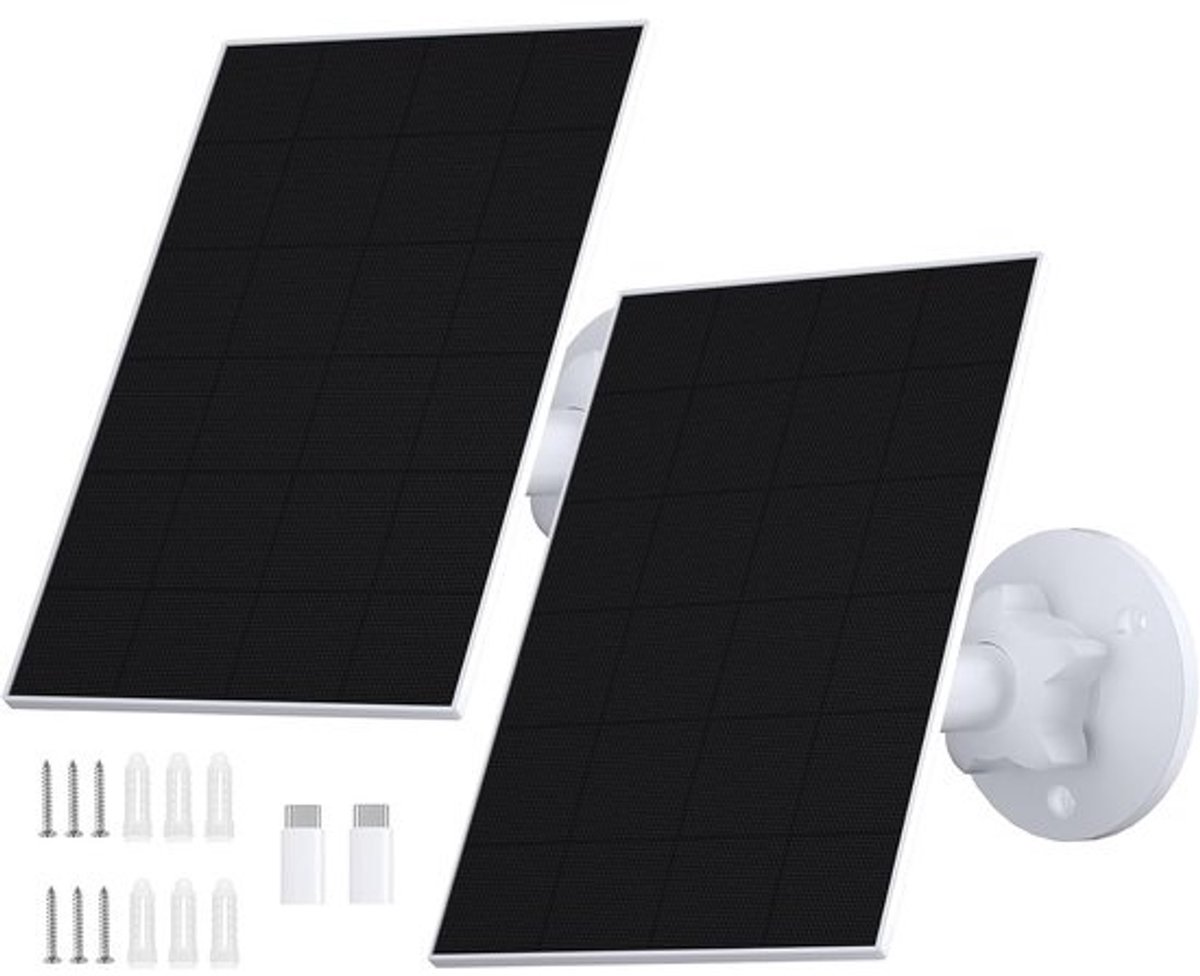Zonnepaneel voor Bewakingscamera - Waterdicht 2,5W Zonnepaneel met 3m Kabel voor DC 5V Batterij Oplading