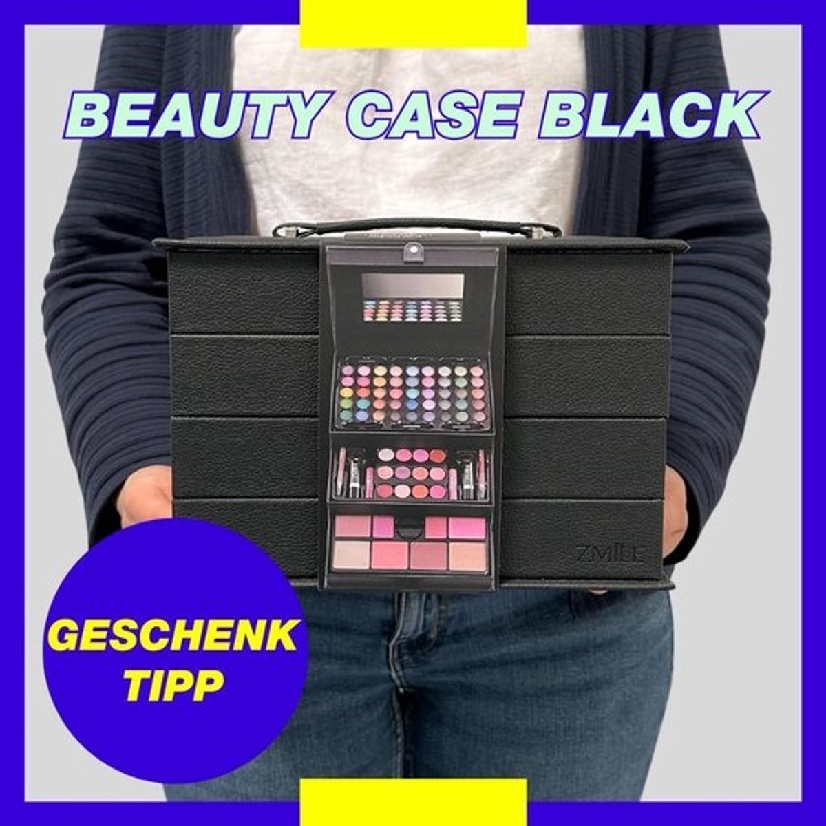 RFWR® Vegan Beauty Case met Cosmetica - Grote Zwarte Make-up Koffer