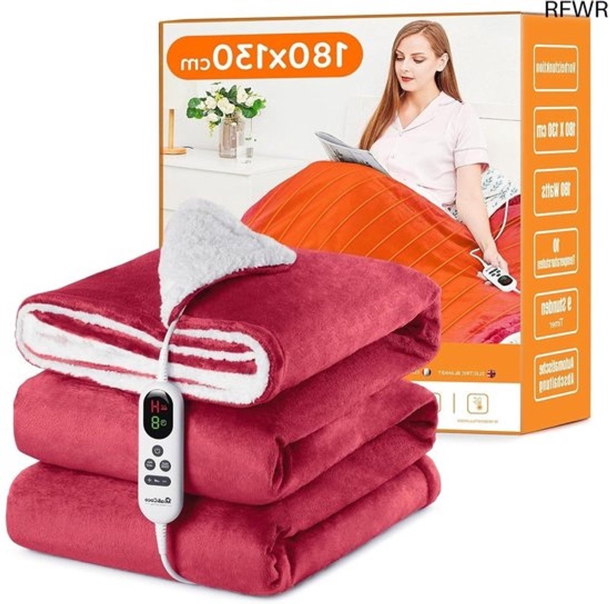 RFWR® Elektrische deken 130 x 180 cm met 10 warmtestanden en automatische uitschakeling