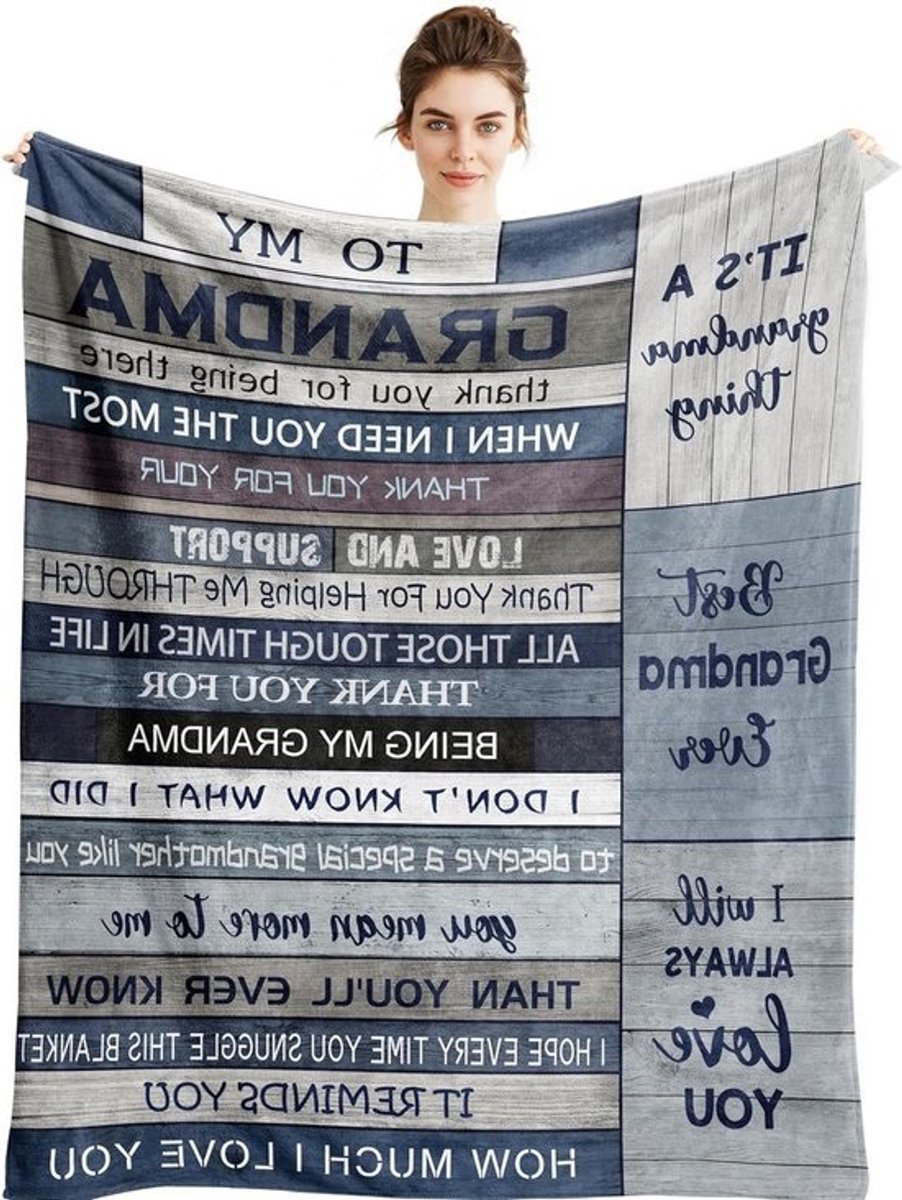 Oma deken - Cadeau deken Plaid - Warmte en comfort - Zelfontworpen tekst - 203 x 152 cm - Oma