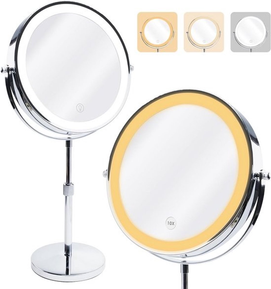 Vergrotende Make-up Spiegel met Verlichting en Oplaadbare Batterij