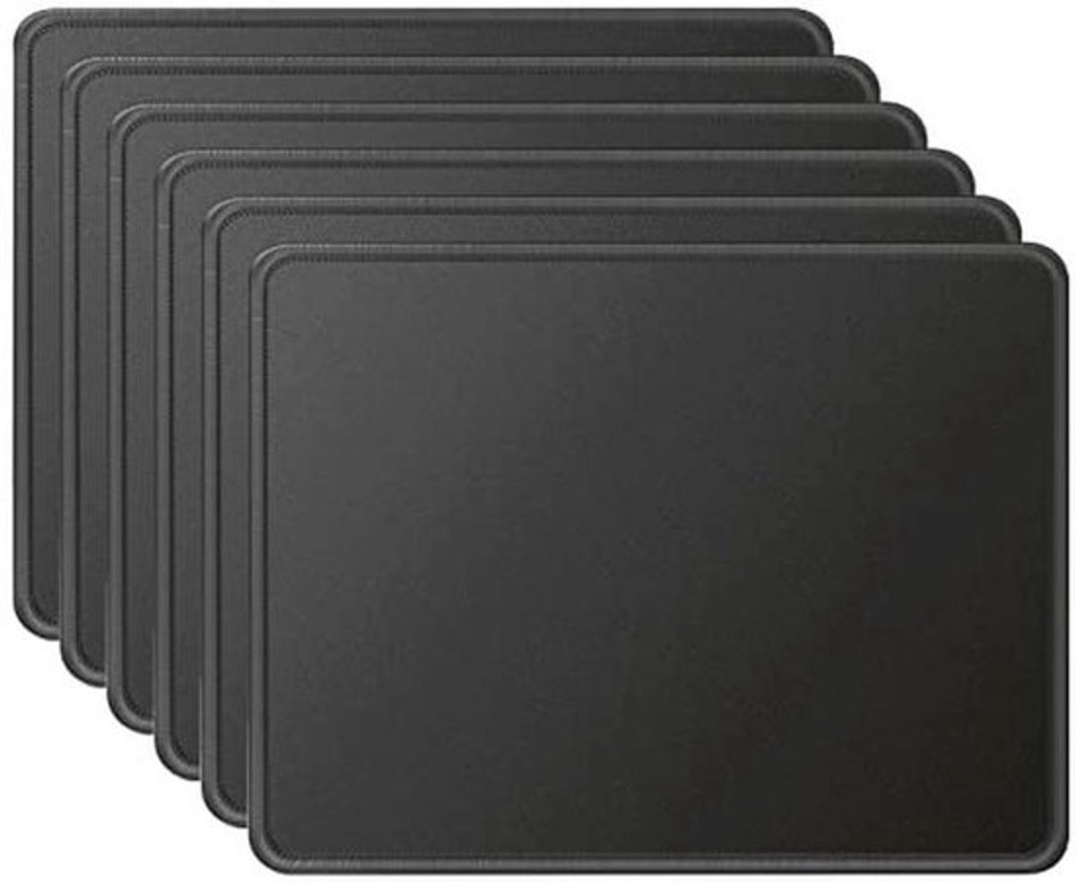 Muismat Set van 6 - 30% Groter met Gestikte Randen en Antislip Onderzijde - Waterdichte Gaming Muismatten