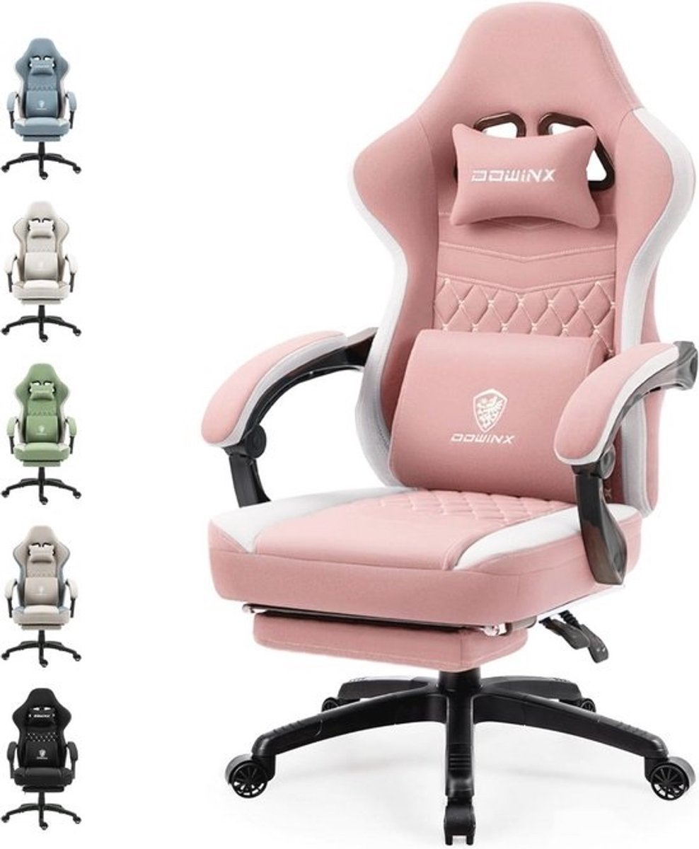 Ergonomische Gamingstoel met Massage en Voetensteun - Belastbaarheid tot 150 kg - Roze