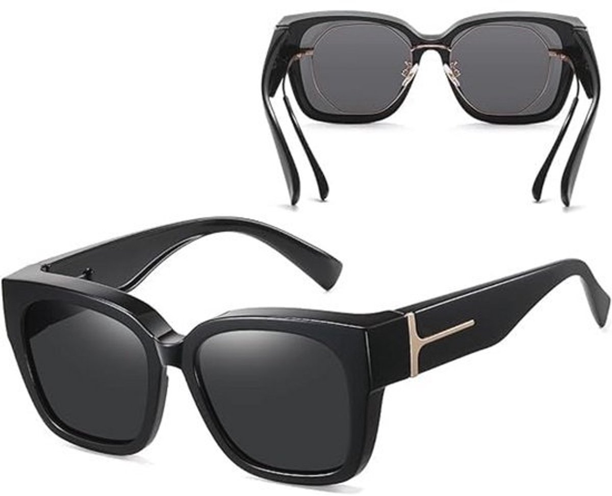 Gepolariseerde Unisex Zonnebril voor Brildragers - Grote Zonnebril met UV400 Bescherming voor Golf, Vissen, Boottochten, Wandelen en Rijden
