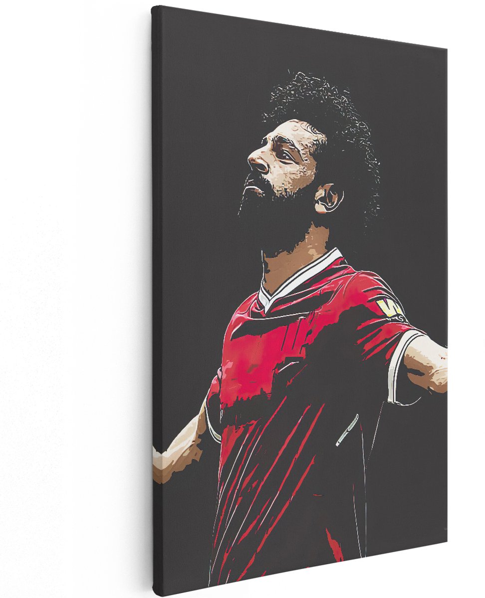 Artaza Canvas Schilderij Mohamed Salah bij Liverpool - 120x180 cm - Groot - Muurdecoratie - Canvas Print