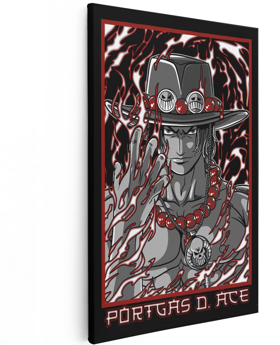 Artaza Canvas Schilderij Portgas D Ace - 120x180 cm - Groot - Wanddecoratie One Piece Anime - Muurdecoratie Slaapkamer Jongen - Schilderijen Op Canvas