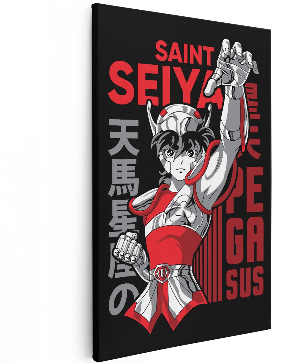 Artaza Canvas Schilderij Anime Saint Seiya Pegasus - 120x180 cm - Groot - Wanddecoratie Jongens Slaapkamer - Muurdecoratie Japan - Decoratie Manga