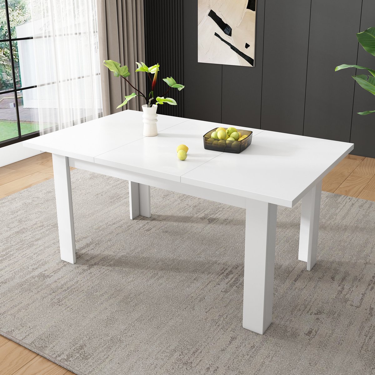 Wishdor Eettafel - Verborgen opbergruimte - Opklapbaar tafelblad - Modern eenvoudig - Eethoek woonkamer kantoor - MDF - Wit - 120 x 70 x 75 cm