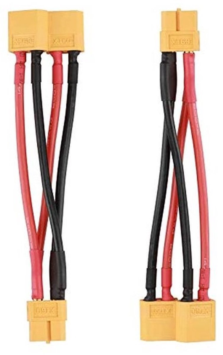 XT60 Parallelle Stekker 2 Mannelijk naar 1 Vrouwelijk Adapter Y-Splitter 10 cm 12 AWG Kabel