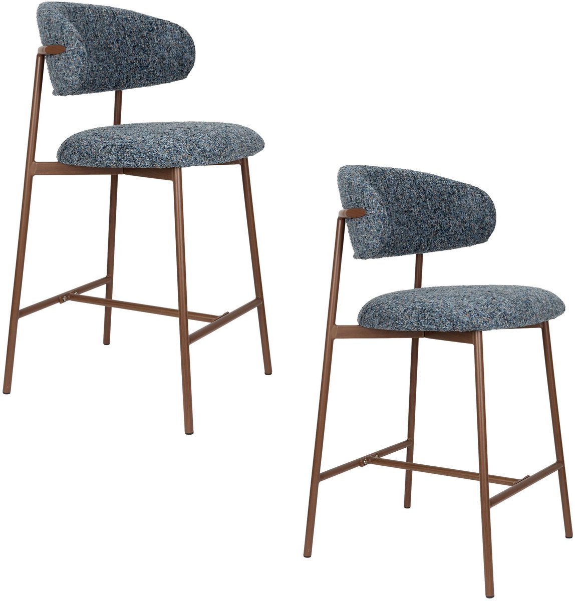 Housecraft Living Claes Barkrukken rugleuning 65 cm Gemêleerd Blauw - Set van 2