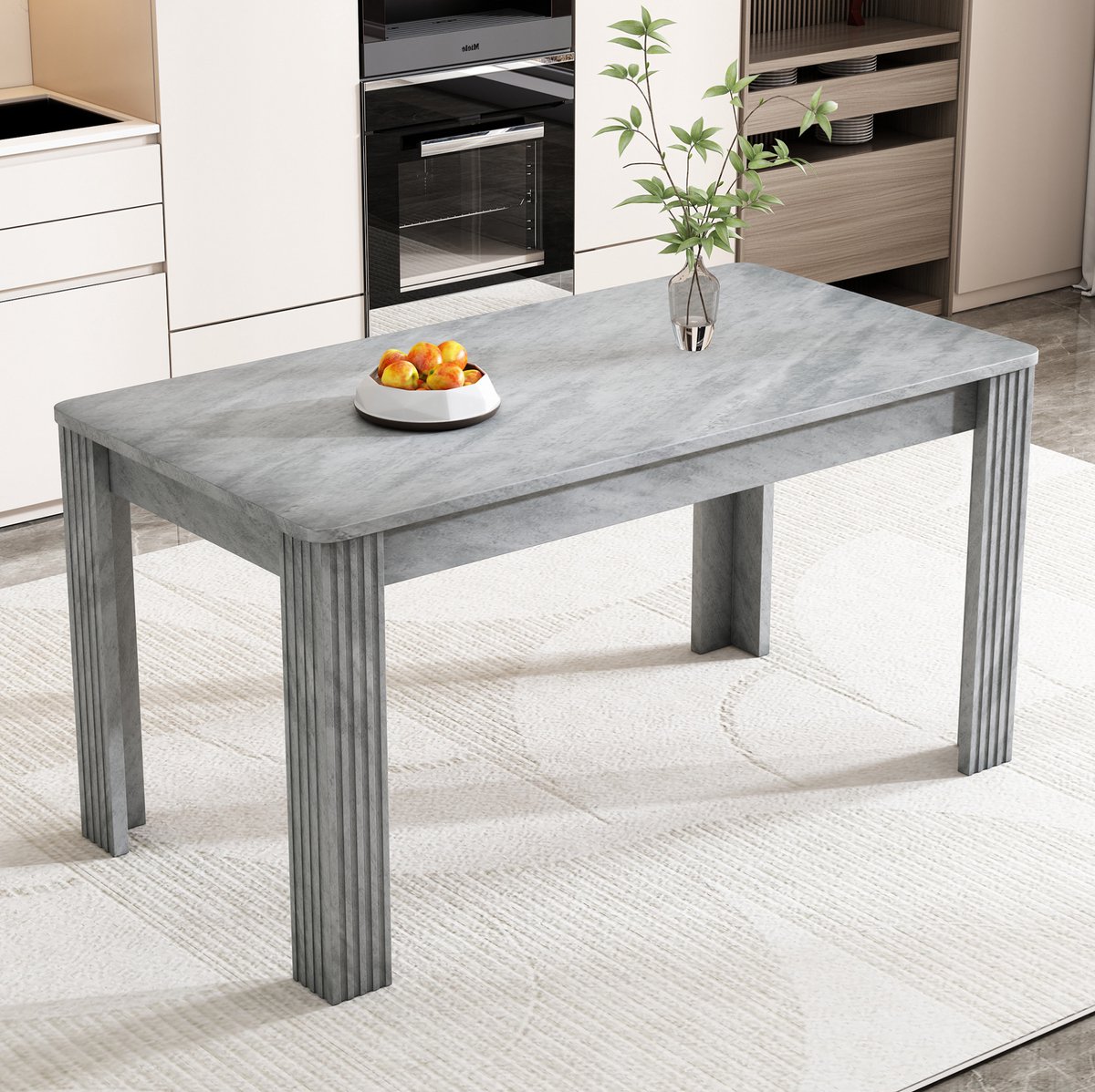 Wishdor Eettafel - Rechthoekig design - Vier stabiele poten - Modern en strak - Eetkamer woonkamer keuken - Bewerkt hout - Grijs - 116 x 65 x 75 cm