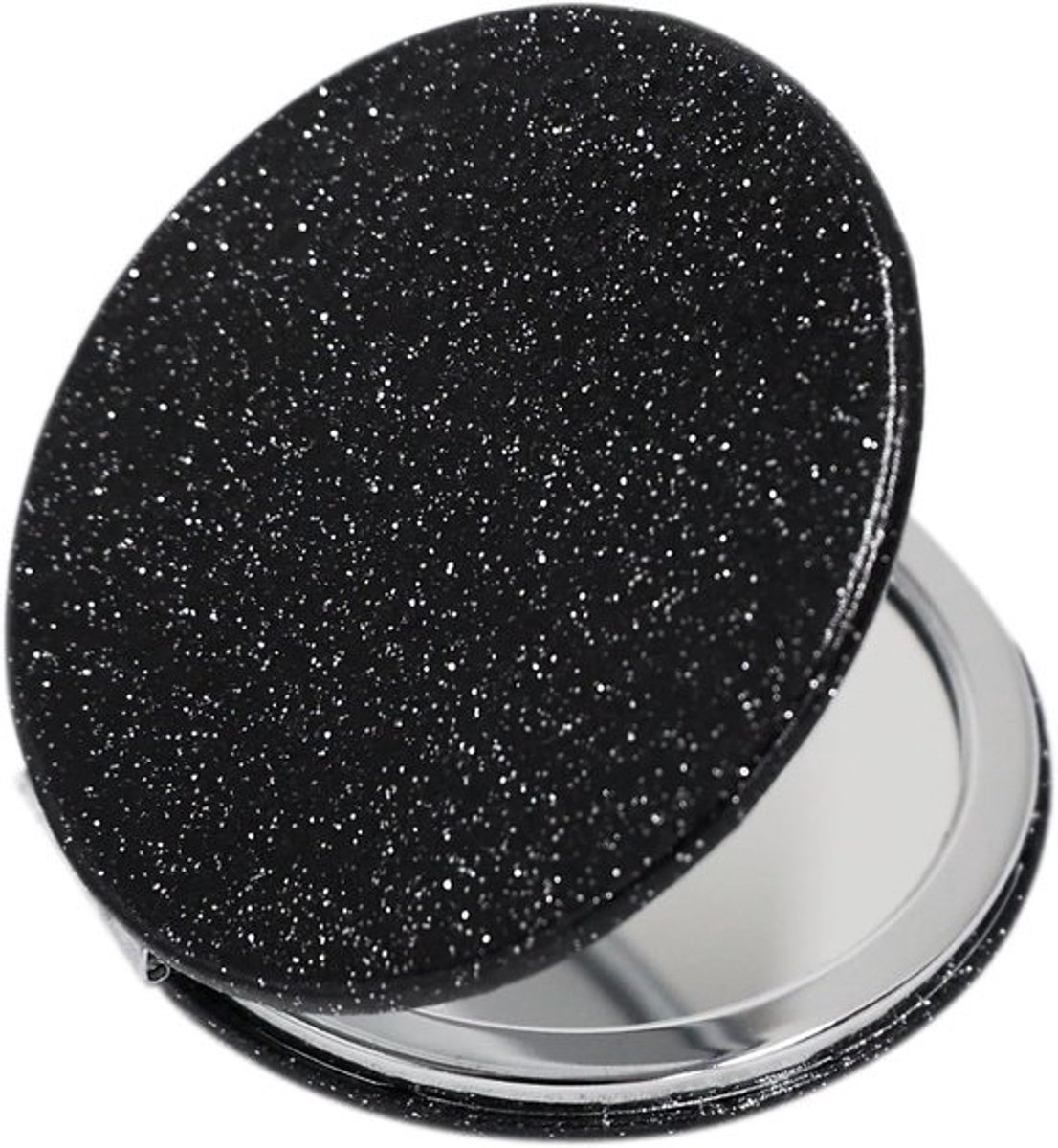 Compacte Make-up Spiegel - Dubbelzijdige Spiegel - Dagelijkse Verzorging - 1X en 2X Vergroting - 8x8 Centimeter - Zwart
