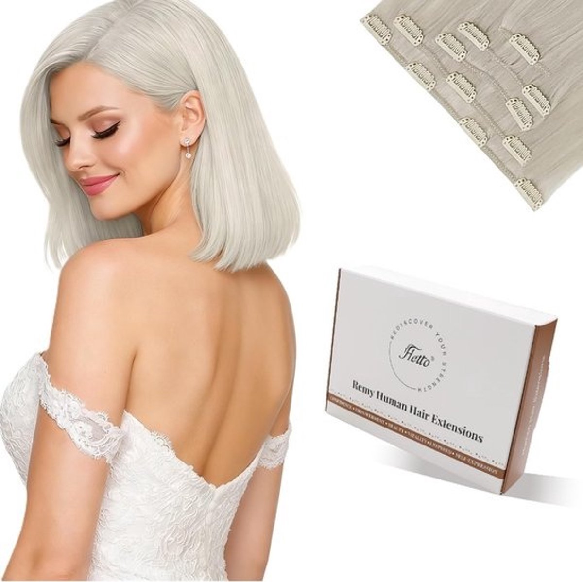 Clip-in Haarverlengingen Echt Menselijk Haar 30 cm Blond Volle Bovenste Laag