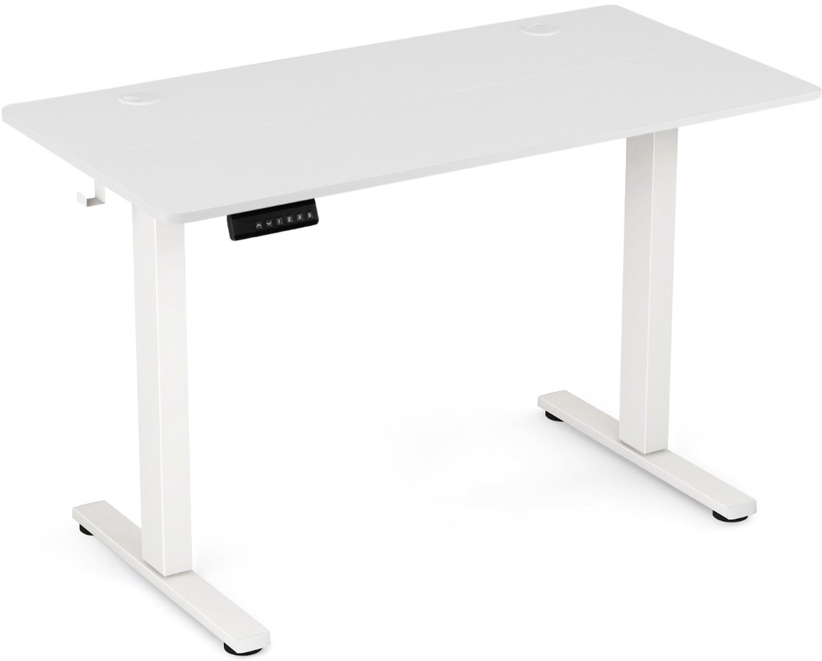 SureDeal® - Sta Bureau - Hoogte Verstelbaar Elektrisch - Haken - Kabelmanagement Zittafel - Geheugenfunctie - 120x60x73 cm - Wit