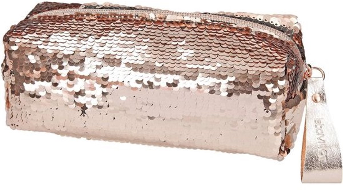 Etui met pailletten - Pennendoosje Meisjes - Schoolspullen Organiseren - Gouden pailletten design - 21 x 9 cm - Goud