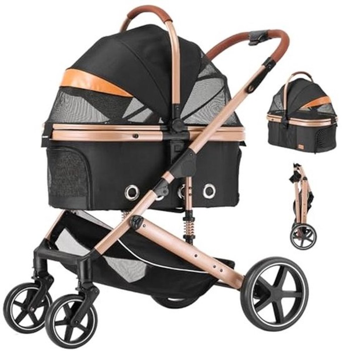 4-in-1 Huisdierkinderwagen voor Kleine en Middelgrote Honden - Opvouwbaar, Lichtgewicht en Off-Road