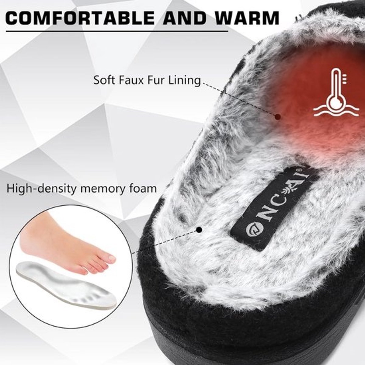 Heren Pantoffels met Memory Foam & Antislip Rubberzool voor Binnen en Buiten