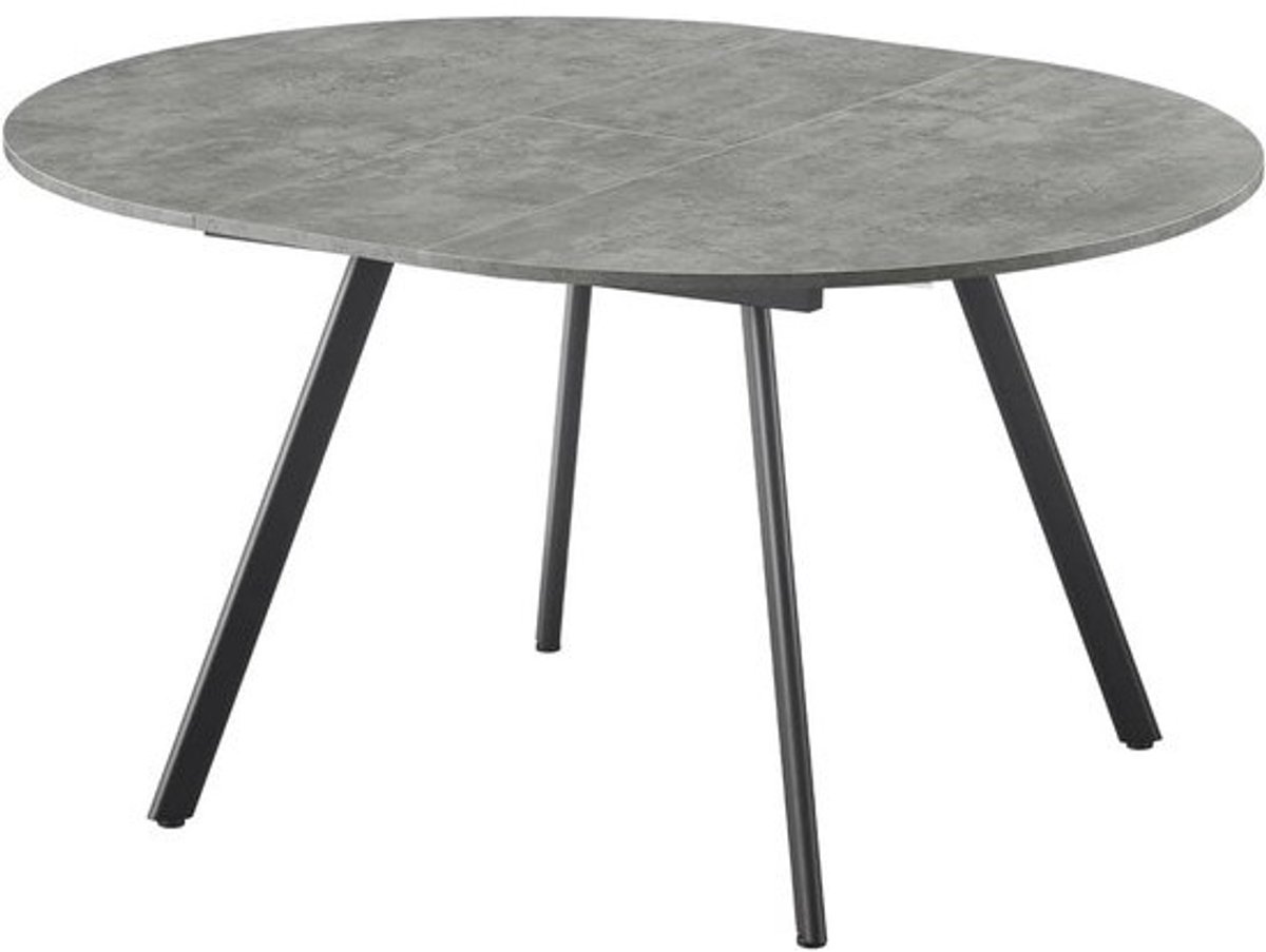 Ronde uitklapbare eettafel voor 4-6 personen - 120-150 cm - Houten tafel met metalen frame - Wilde eik uitstraling