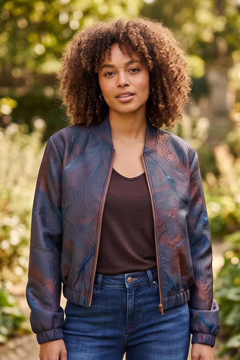 DIDI Dames Bomber Lora Brown Feather jacquard maat 48