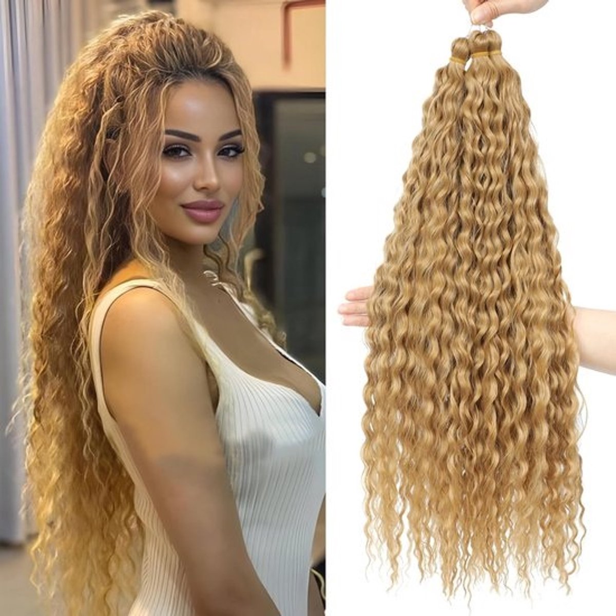 22 Inch Krullend Vlechthaar Bundels: Ocean Wave & Deep Wave Synthetisch Haar voor Twists
