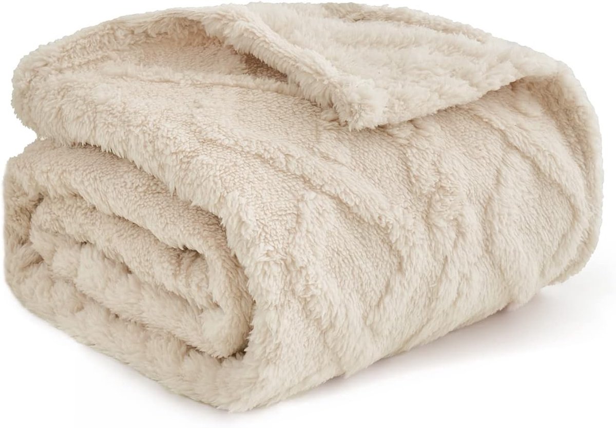 Zachte en warme hondendeken van fleece, 40 x 60 cm, wasbare bedspread voor honden, katten en knaagdieren, beige