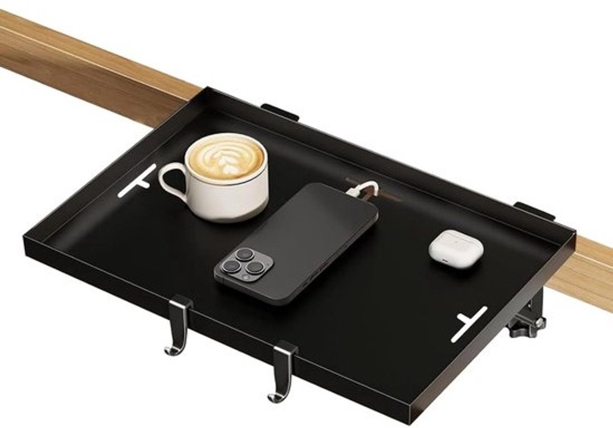 Nachtkastje Bedplank - Bedtafel Opbergrek - Bed Opbergen - Opvouwbaar Ontwerp - 32x23.5x2 cm - Zwart