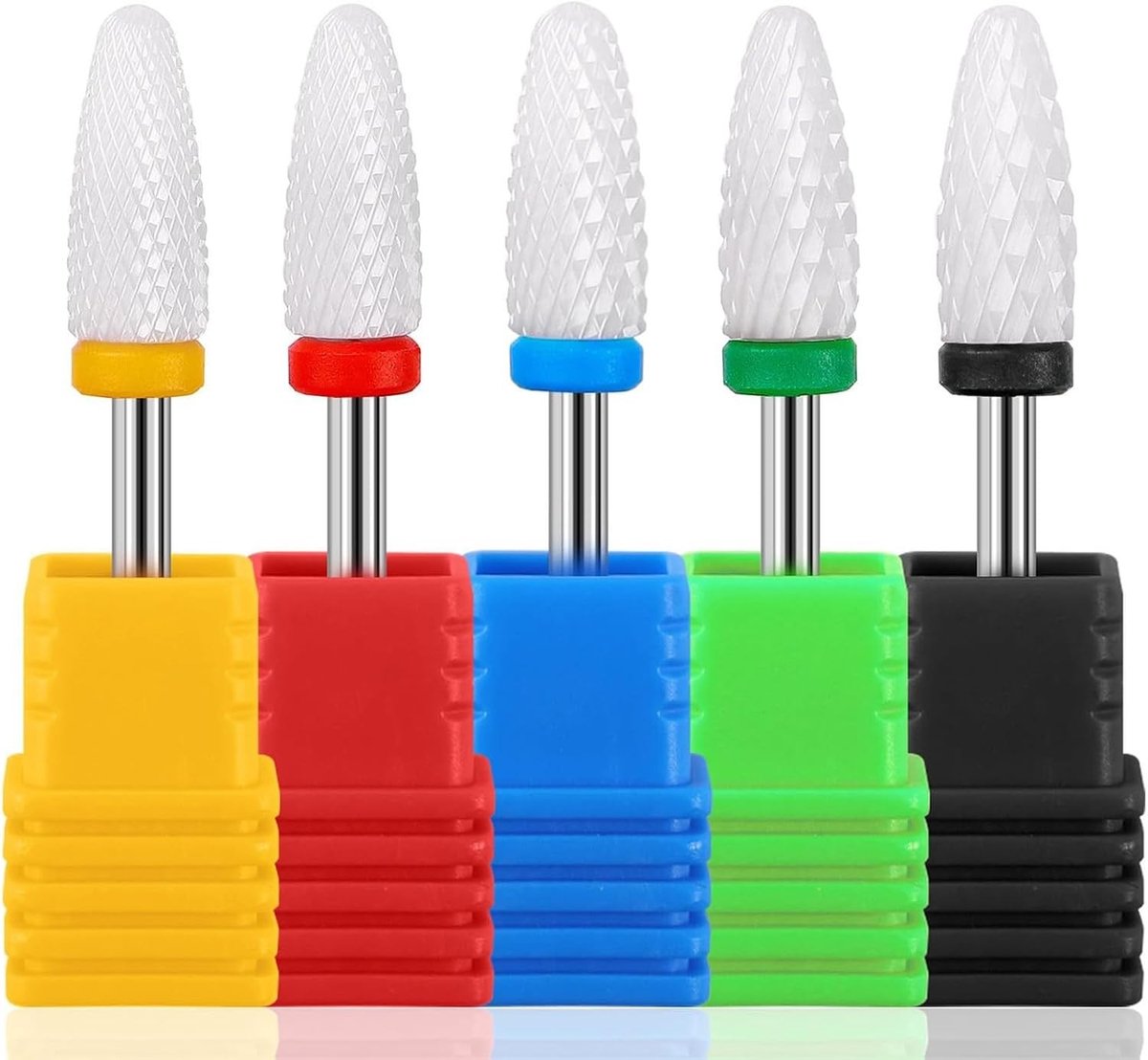 Professionele set met 5 nagelfreesopzetstukken voor gelverwijdering, manicure en pedicure met diverse korrelgroottes voor optimale nagelmodellering