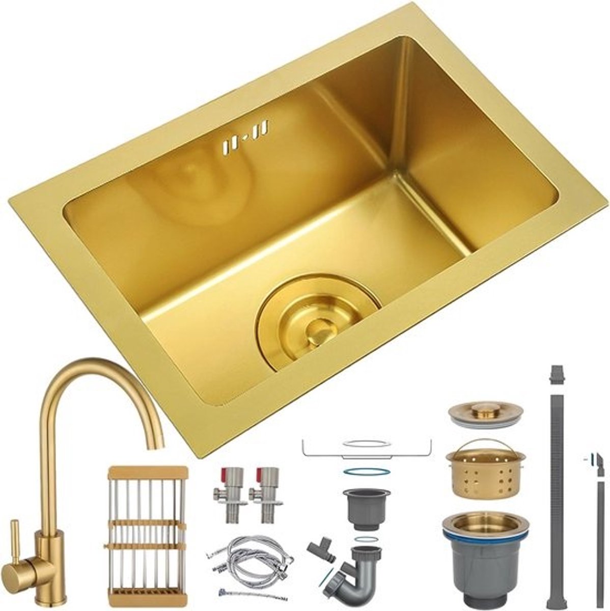 Luxe Gouden Keukenspoelbak Vierkant RVS Inbouw Spoelbak