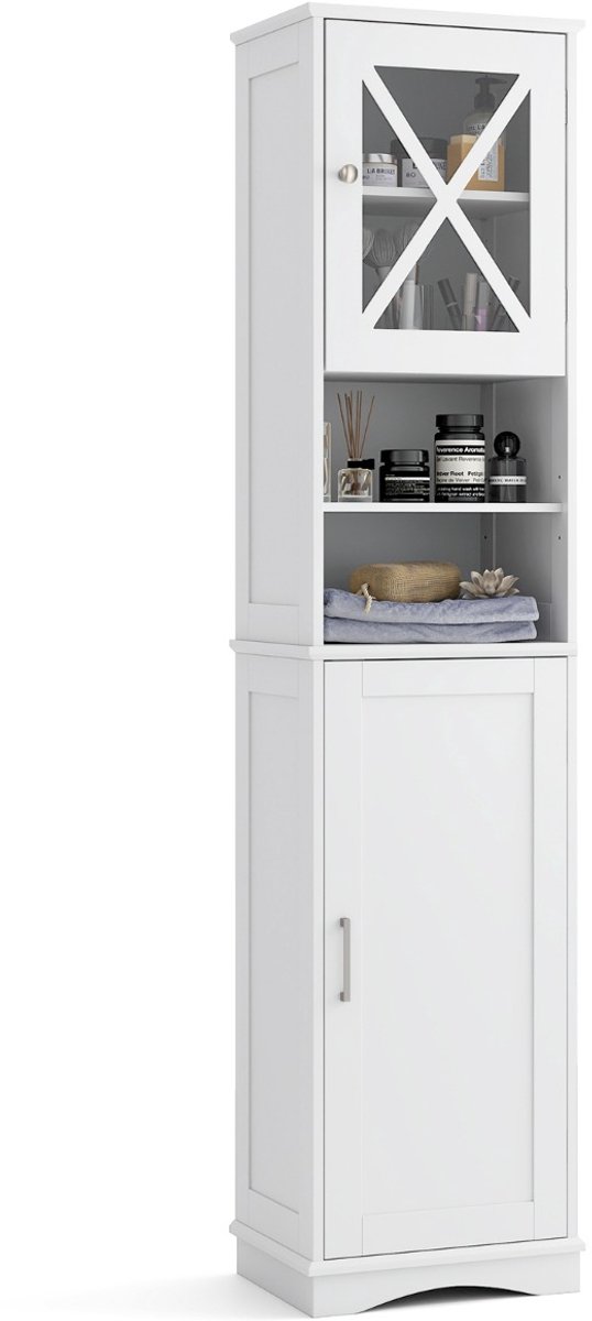 SureDeal® - Badkamerkast - Hoge Vrijstaande Kast - 40x30x170,5 cm - Wit