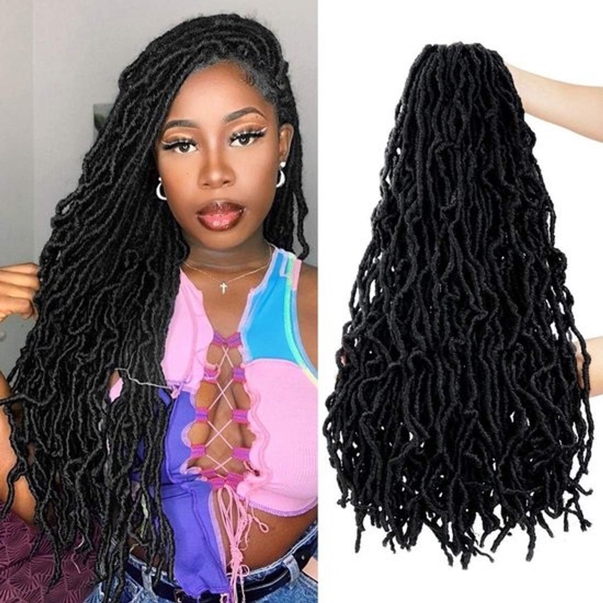 24 Inch Voorgedraaide Faux Extension Vlechthaar Zachte Dreadlocks voor Crochethaken